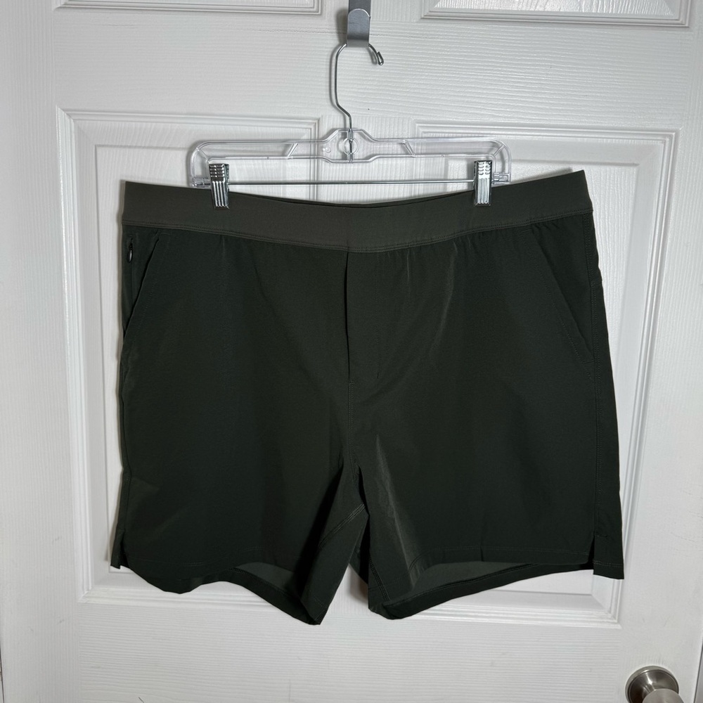 Public Rec Flex Shorts Men's 42 Dark Olive Athletic 5” Inseam Drawstring - Picture 9 of 11